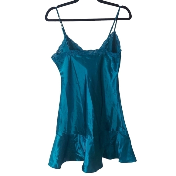Vintage Teal Lace Satin Slip Dress - Picture 5 of 5